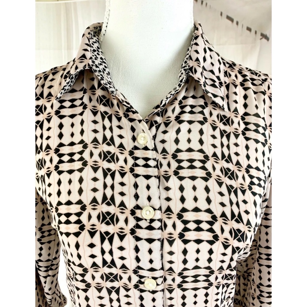 CABI Pink Black Long Sleeve Shirt Dress - Picture 2 of 4